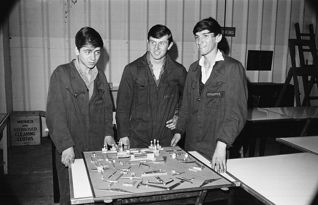 Gloster-Saro apprentices at work, Beaumaris, October 1966.