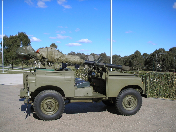 Series II Gun Buggy — M40 recoilless rifle on a Land Rover displayed in the grounds of the Australian War Memorial, Canberra