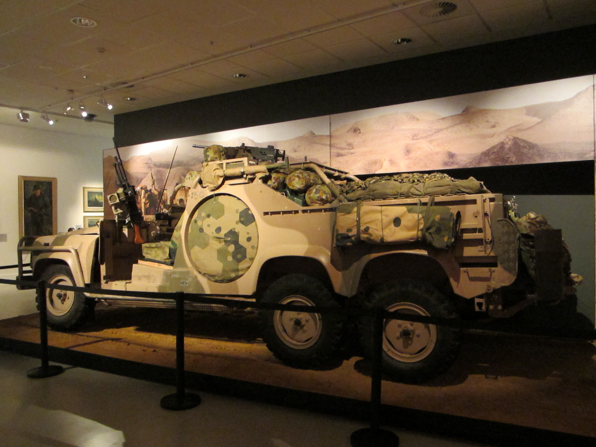 LRPV 6×6 — SASR Long Range Patrol Vehicle, damaged on operations in Afghanistan, on display at the Australian War Memorial in 2012