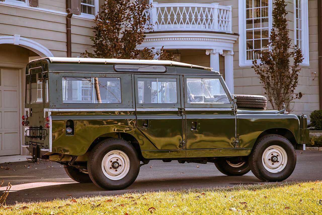 Series II 109″ — 1959 Series II 109" station wagon in green with the contrasting light roof