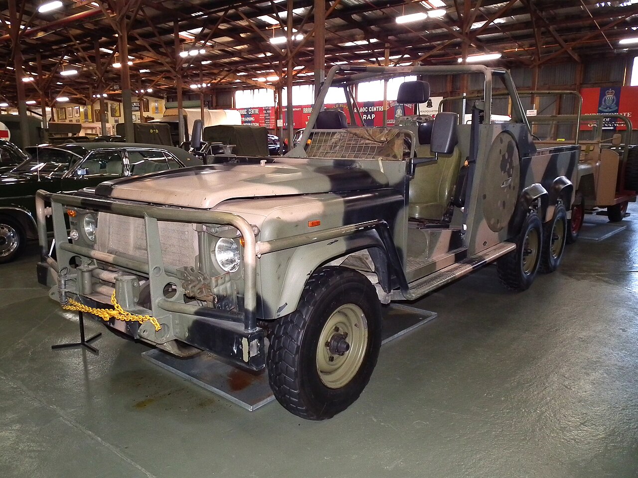 Series IIA LRPV — No freely licensed photograph of a Series IIA LRPV is known; this is its successor, a 1989 Perentie 6×6 Long Range Patrol Vehicle at the Army Museum Bandiana, showing the same stripped, open, load-carrying patrol layout on a purpose-built chassis. In-service photographs of the Series IIA cars are held by REMLR and the SASR Historical Collection under unclear copyright and are not reproduced here.