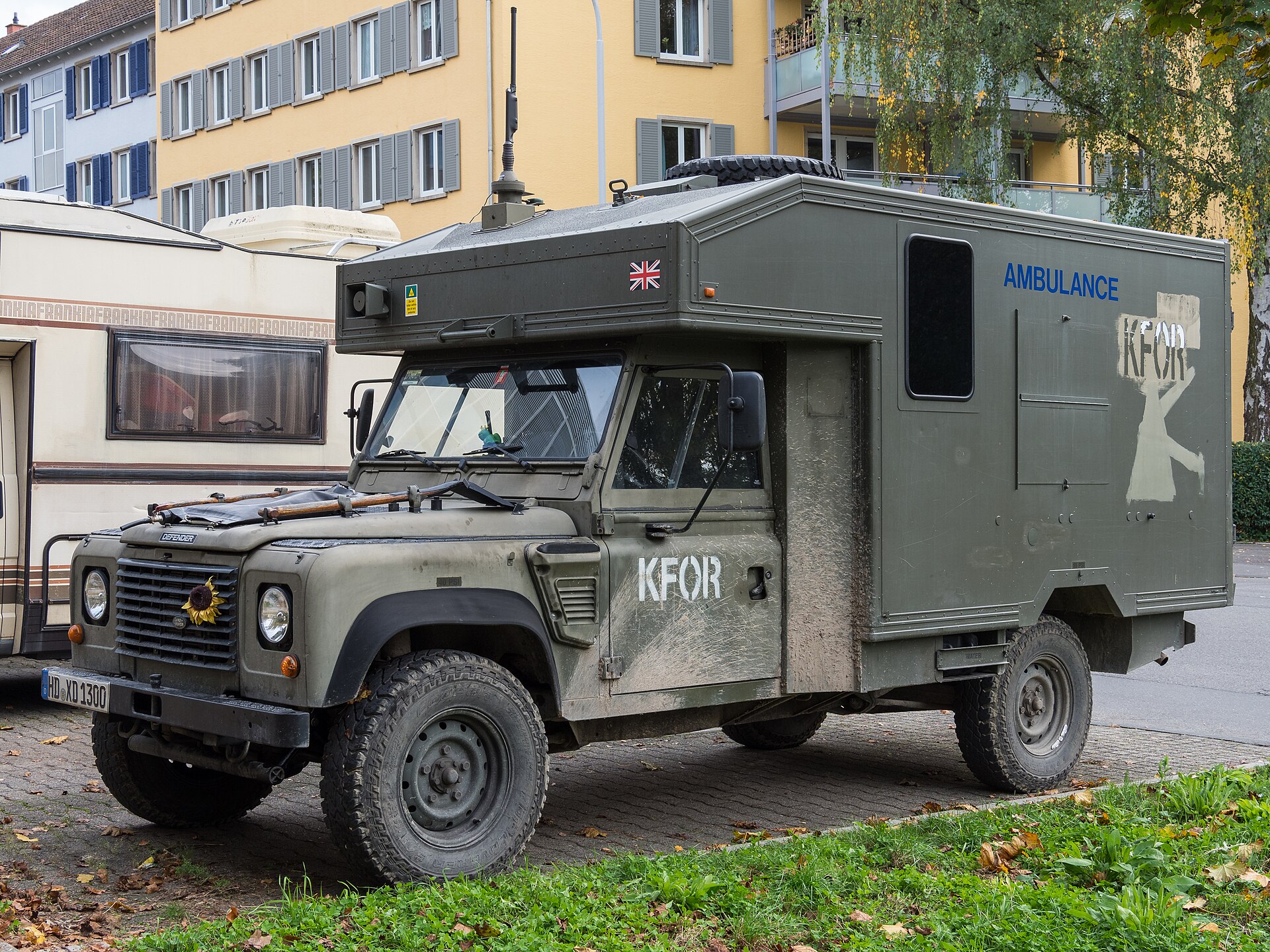 Preserved ex-KFOR Land Rover Defender 130 Wolf (Pulse) ambulance