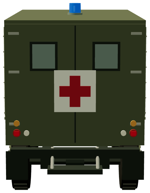 101 Forward Control Ambulance — rear view, registry 3D render