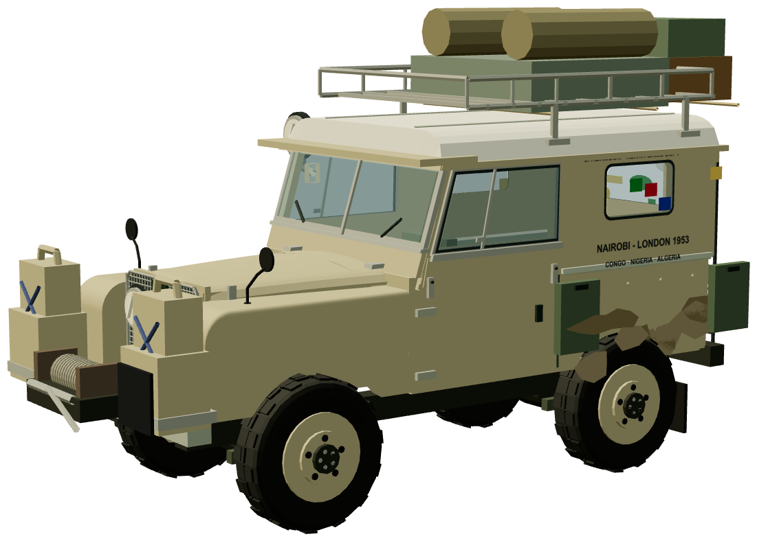 George Adamson Nairobi to London Series I — three-quarter view, registry 3D render