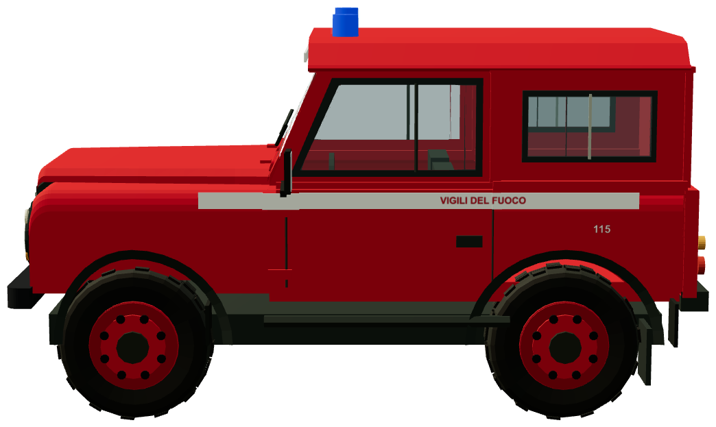 Agrigento Vigili del Fuoco Land Rover — side view, registry 3D render