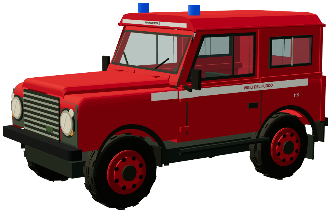 Agrigento Vigili del Fuoco Land Rover — three-quarter view, registry 3D render