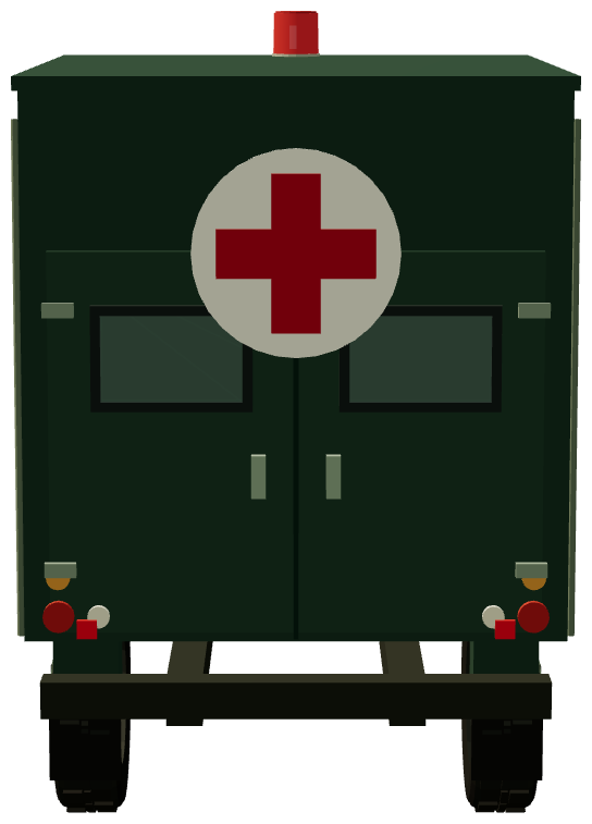 Series II Ambulance — rear view, registry 3D render