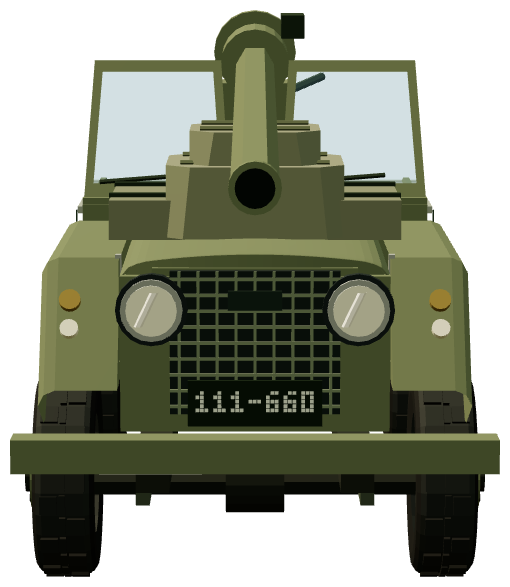 Series II Gun Buggy — front view, registry 3D render