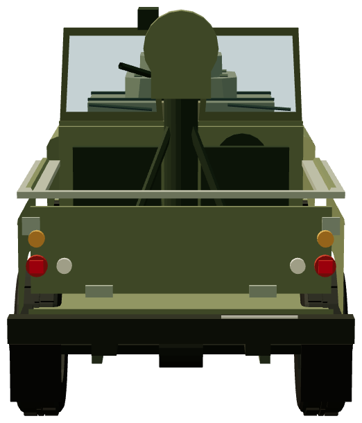 Series II Gun Buggy — rear view, registry 3D render