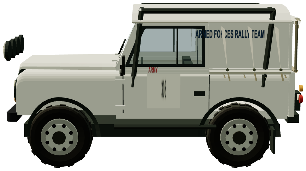 BAMA Ninety rally vehicle — Romeo Four — side view, registry 3D render