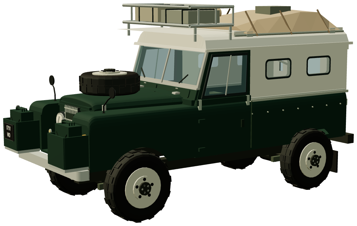 Barbara Toy’s Dormobile — three-quarter view, registry 3D render