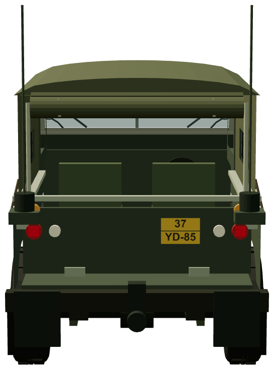 Belgian Army Series III 88 4×2 Staff Car — rear view, registry 3D render