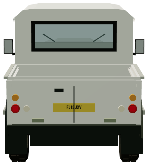 Bowler Pennine V6 110 Prototype — rear view, registry 3D render