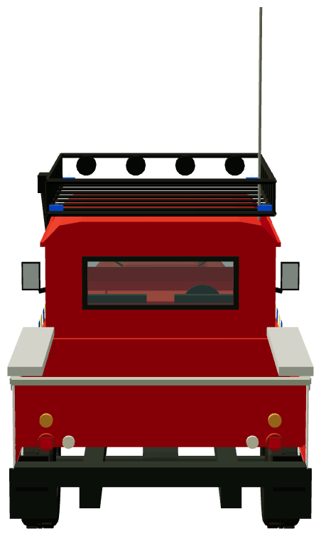 Brandweer Kalmthout Defender 130 — rear view, registry 3D render