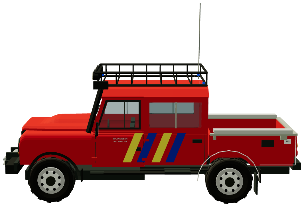 Brandweer Kalmthout Defender 130 — side view, registry 3D render
