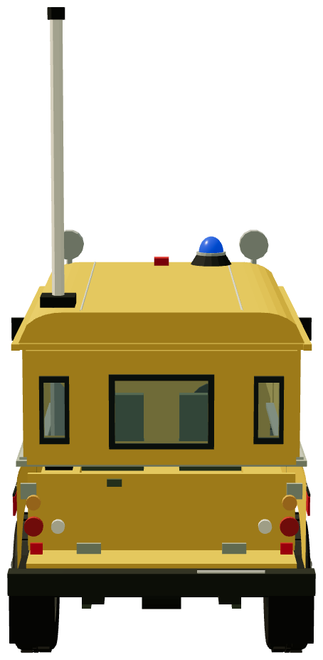 British Gas Mast-Equipped V8 Van — rear view, registry 3D render