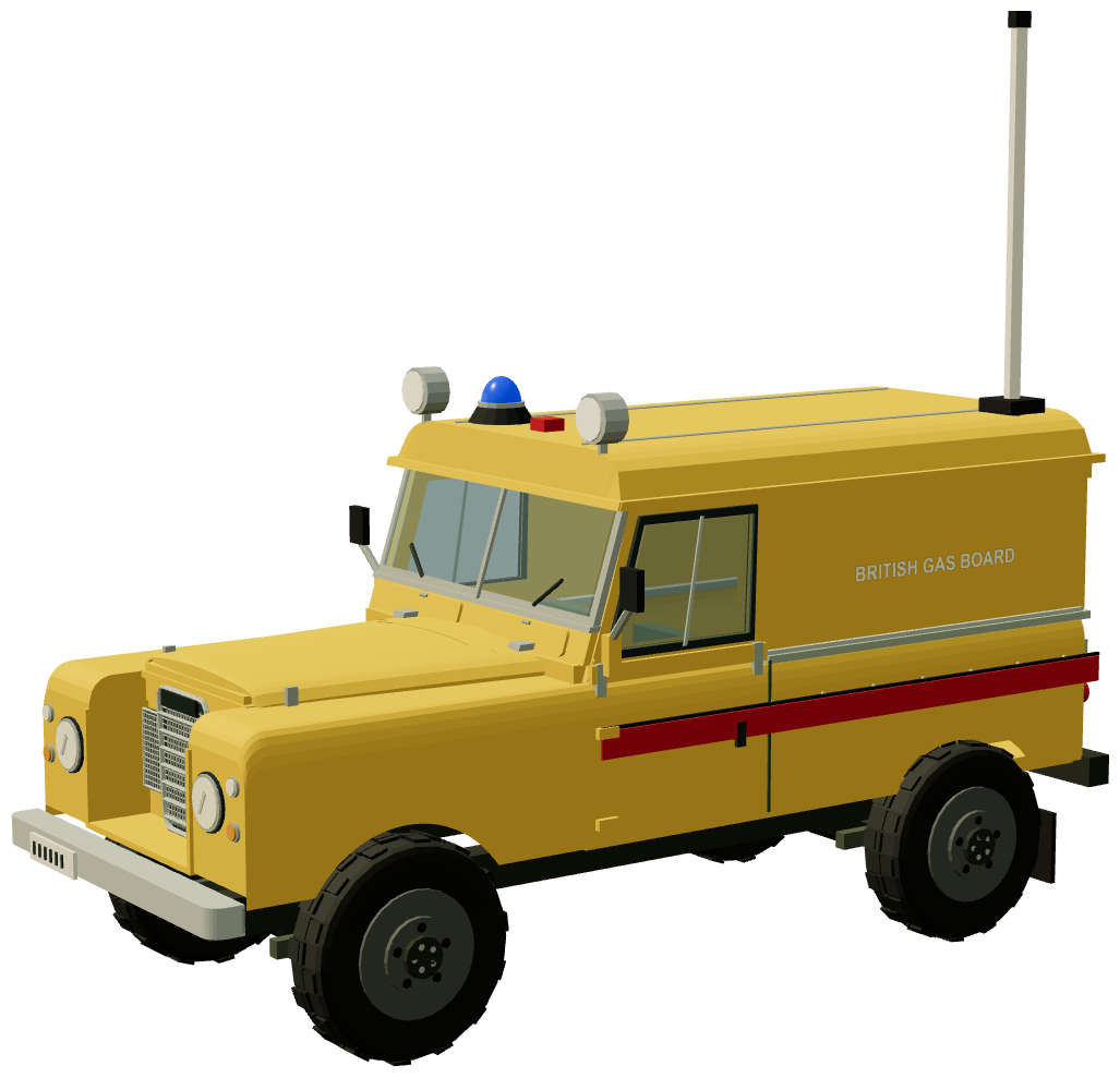 British Gas Mast-Equipped V8 Van — three-quarter view, registry 3D render