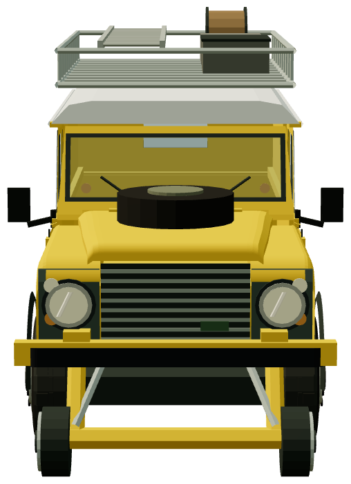 British Rail Road-Rail Land Rover — front view, registry 3D render
