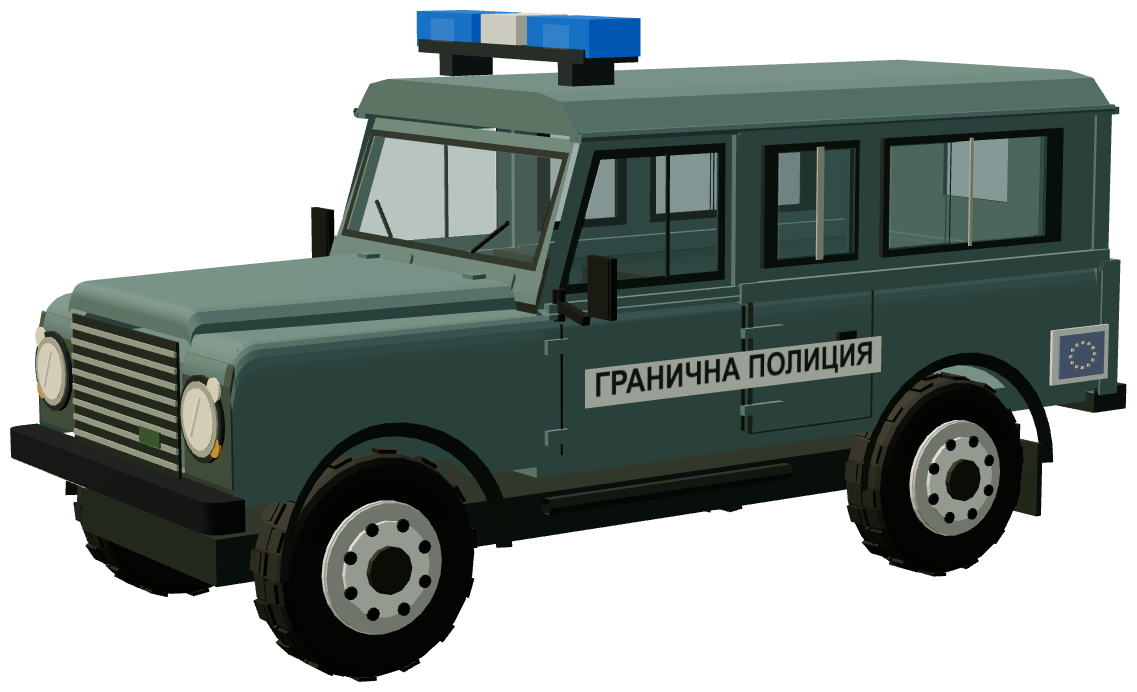 Bulgarian Border Police Defender — three-quarter view, registry 3D render