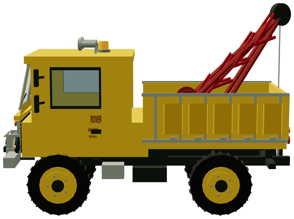 112-inch Buttercup breakdown truck — side view, registry 3D render
