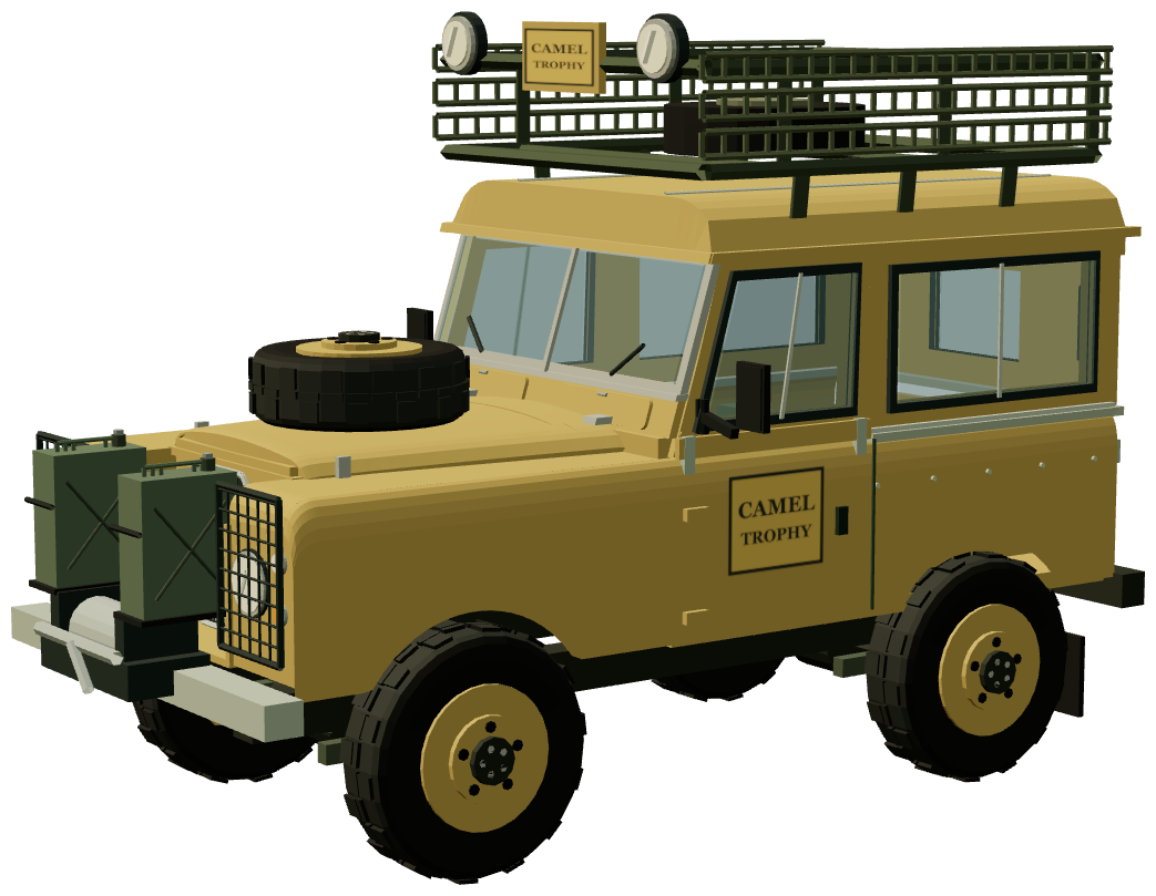 Camel Trophy 1983 — Series III 88 — three-quarter view, registry 3D render