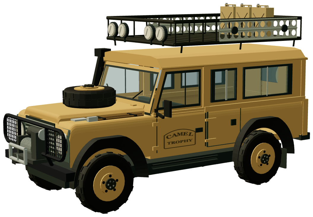 Camel Trophy 1984 — One Ten — three-quarter view, registry 3D render