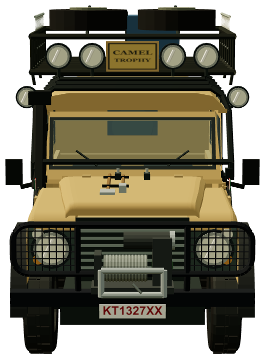 Camel Trophy 1985 — Ninety — front view, registry 3D render