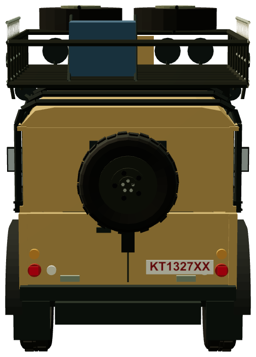 Camel Trophy 1985 — Ninety — rear view, registry 3D render