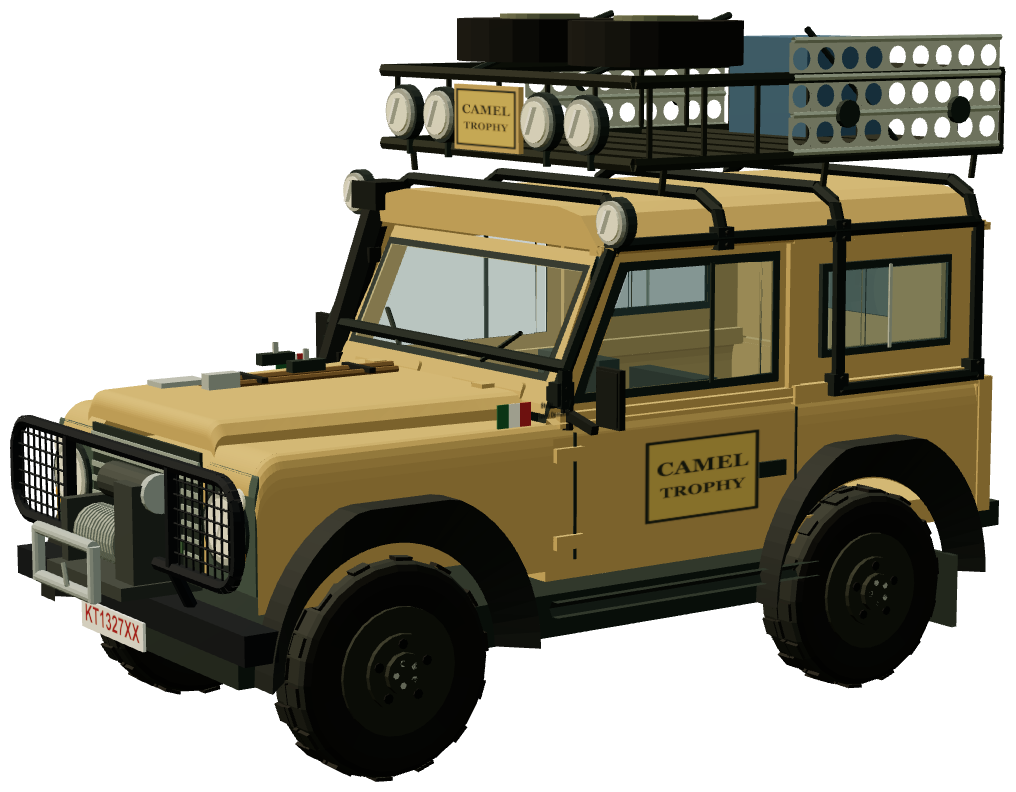 Camel Trophy 1985 — Ninety — three-quarter view, registry 3D render