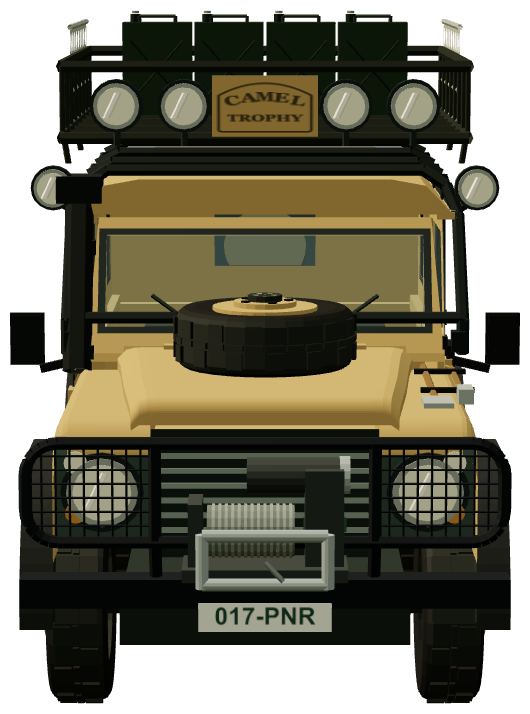 Camel Trophy 1986 — Ninety — front view, registry 3D render