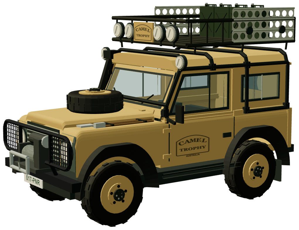 Camel Trophy 1986 — Ninety — three-quarter view, registry 3D render