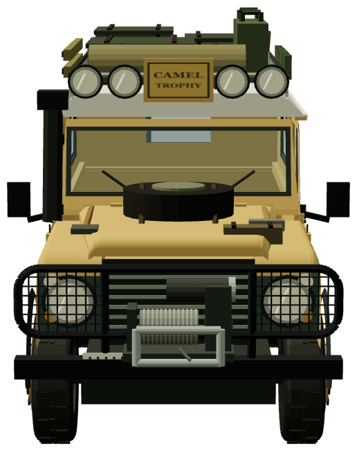 Camel Trophy 110 — front view, registry 3D render