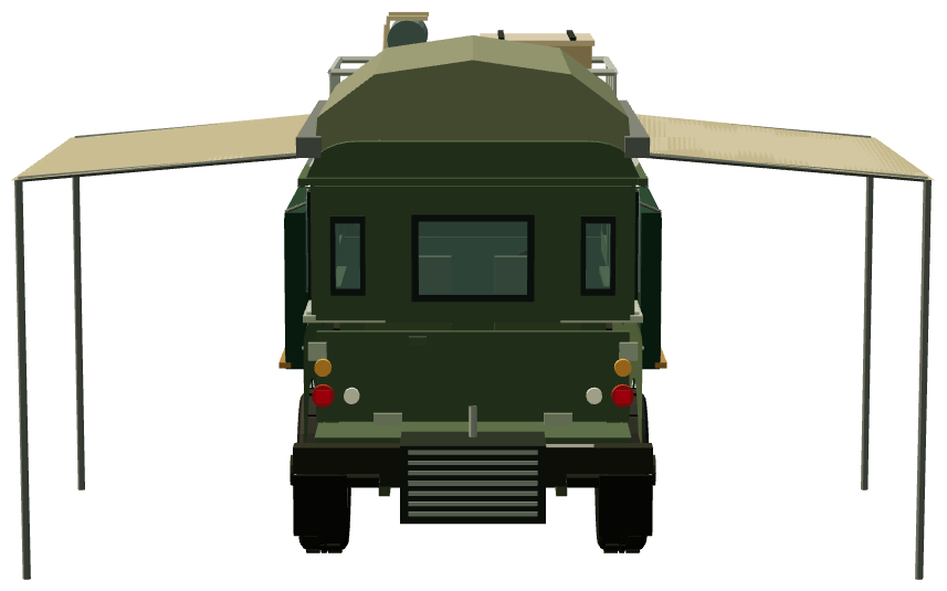 Carawagon Mobile Education Unit — rear view, registry 3D render