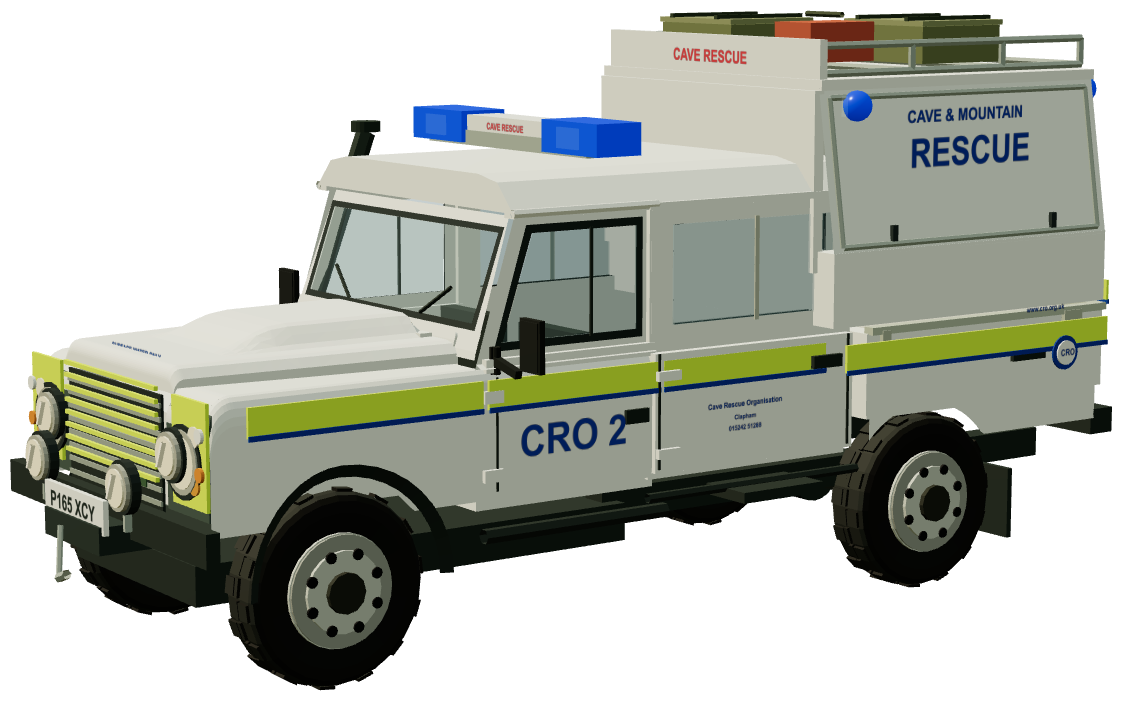 Cave & Mountain Rescue — three-quarter view, registry 3D render