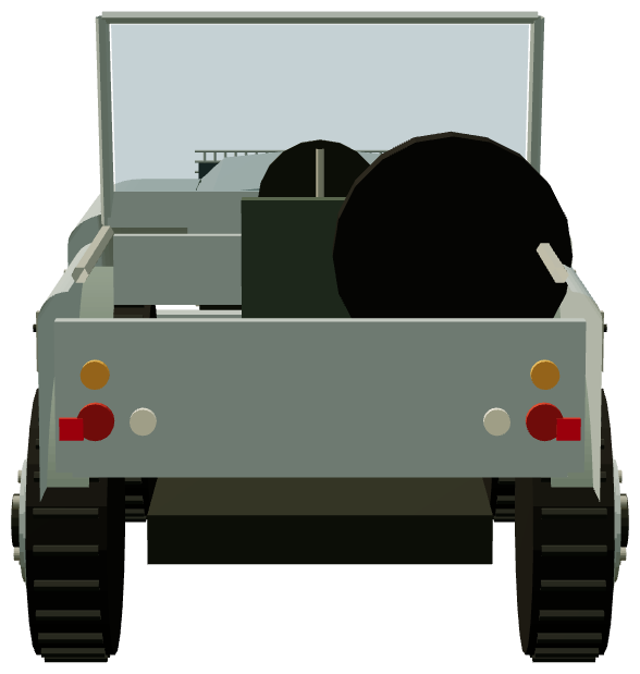 Centre Steer Prototype — rear view, registry 3D render