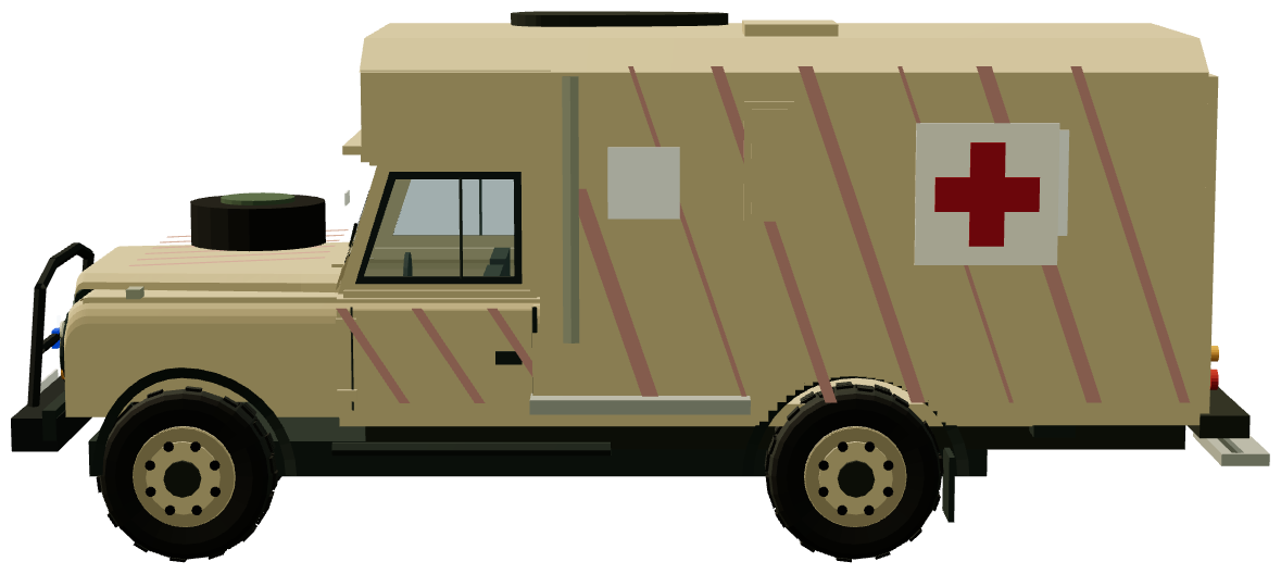 CHOSC Tiger-Stripe 127 Ambulance — side view, registry 3D render