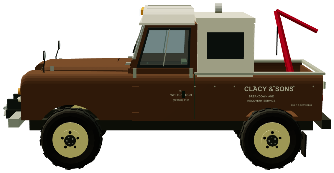 Clacy & Sons Series IIA 109 Recovery Truck — side view, registry 3D render