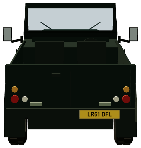 Defender 110 — rear view, registry 3D render