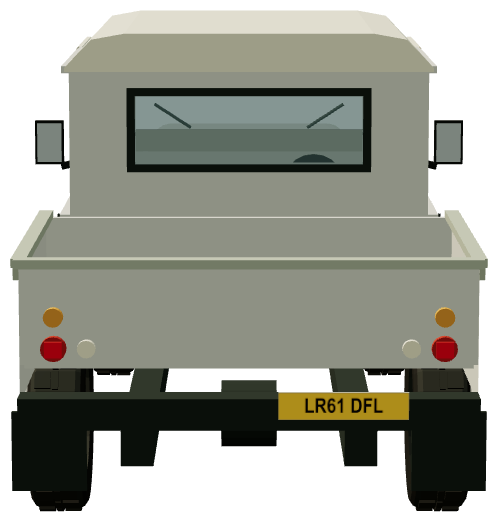 Defender 130 Hi-Cap — rear view, registry 3D render