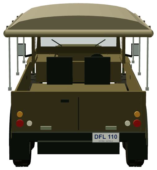 Perentie 6×6 — rear view, registry 3D render