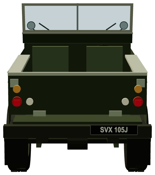 Series I 109″ — rear view, registry 3D render