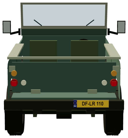 Series III Santana 6cyl Diesel 109″ — rear view, registry 3D render