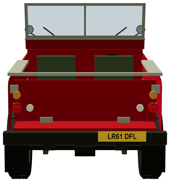 Series III Stage 1 V8 88″ — rear view, registry 3D render