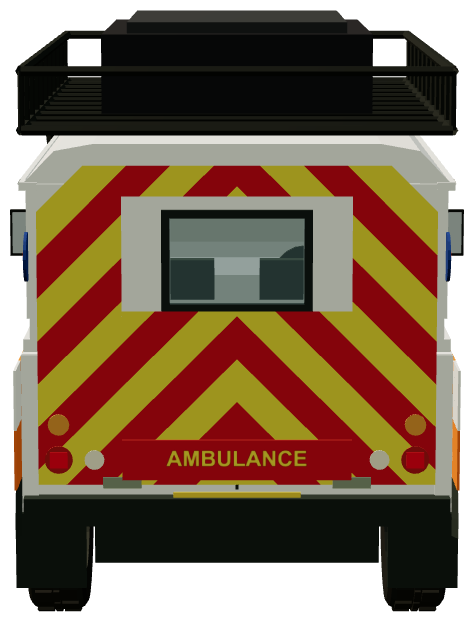 Coniston MRT Defender 110 Stretcher Carrier — rear view, registry 3D render
