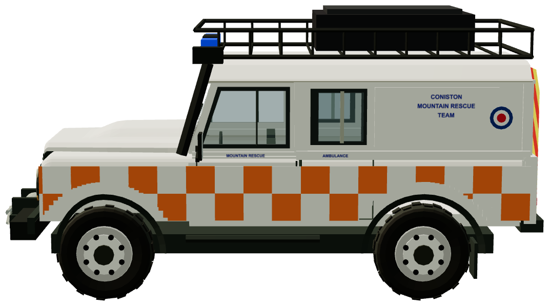 Coniston MRT Defender 110 Stretcher Carrier — side view, registry 3D render