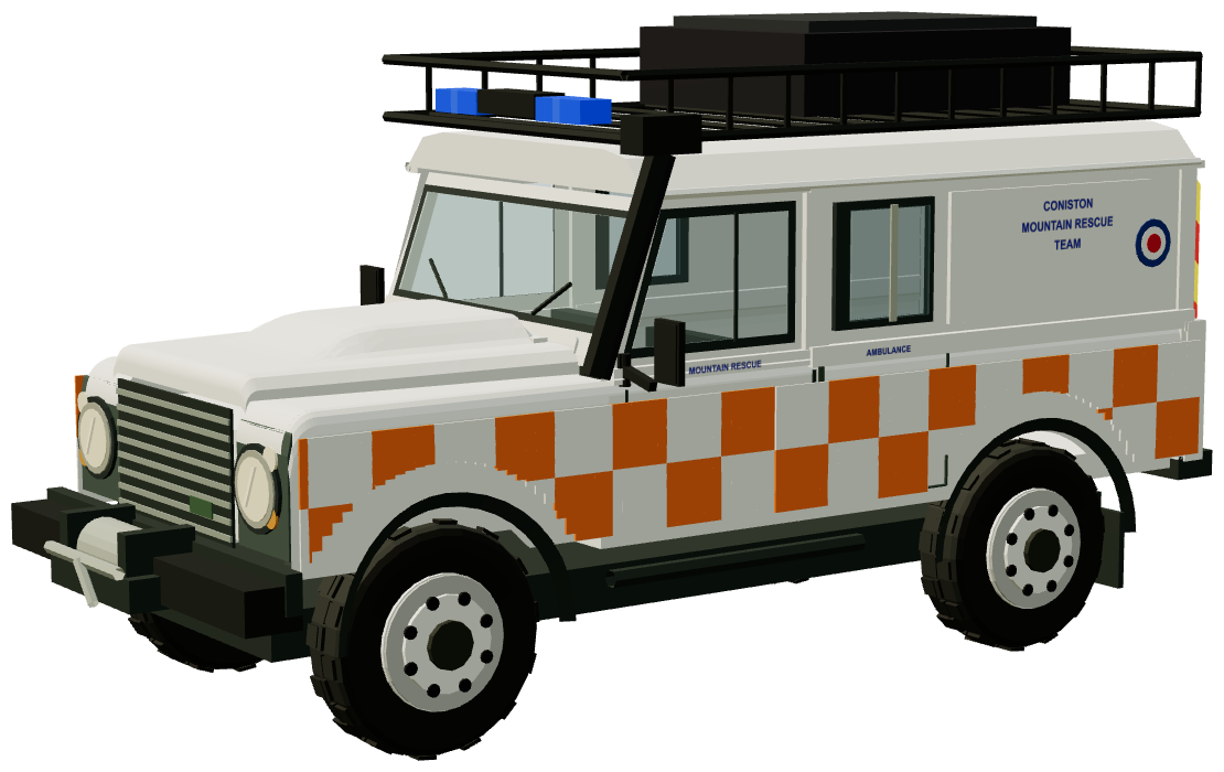 Coniston MRT Defender 110 Stretcher Carrier — three-quarter view, registry 3D render