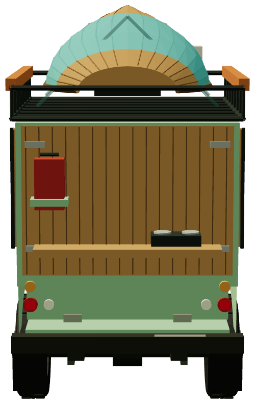 Cook on the Wild Side gastro-wagon — rear view, registry 3D render