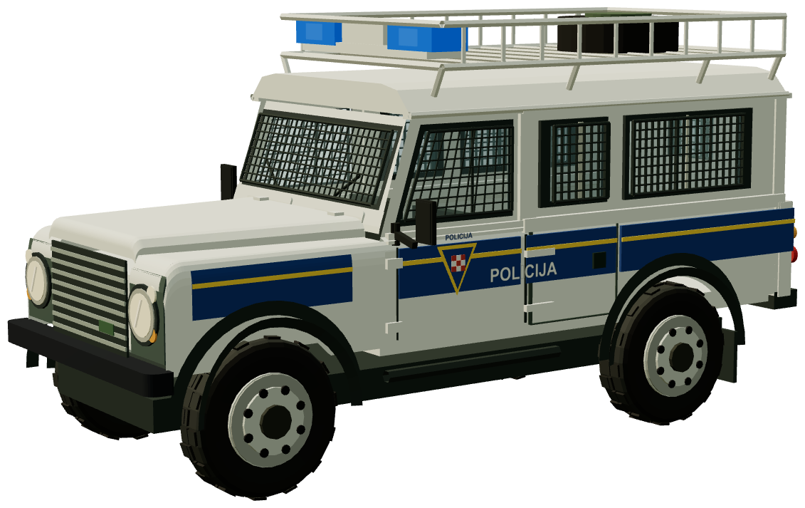 Croatian Police Defender 110 — three-quarter view, registry 3D render