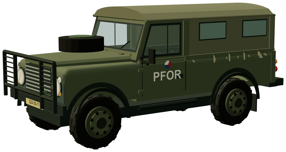 Czech Army Defender 110 — three-quarter view, registry 3D render