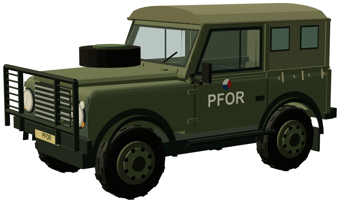 Czech Army Defender 90 — three-quarter view, registry 3D render